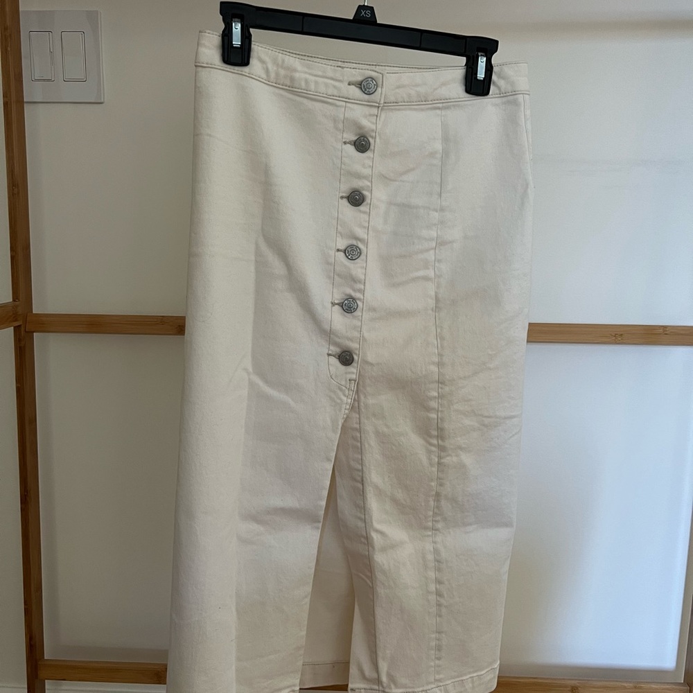 Free people denim midi skirt functional buttons